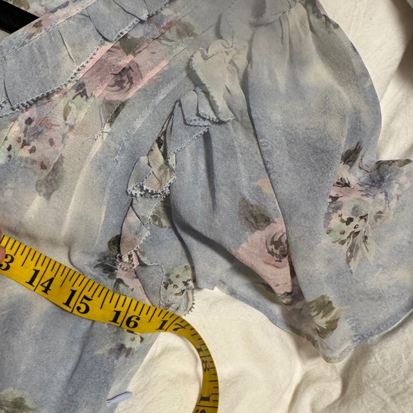 Rare LoveShackFancy Silk Dress Blue floral 0 - Picture 11 of 14